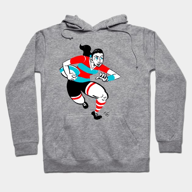 Rugby Woman Hoodie by CoolCharacters